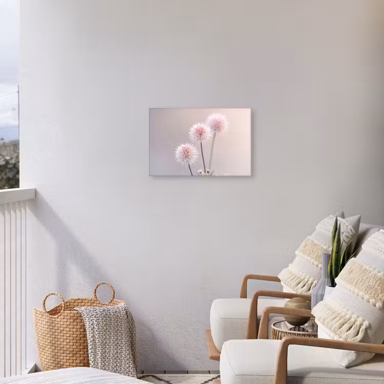 Bloemen - Bollen - Roze Tuinposter op houten frame 2 cm dik klein -sfeer1