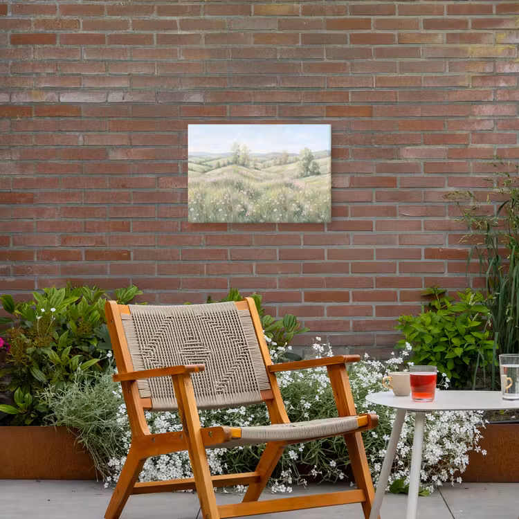Bloemen veld - Bloemen - Groen Tuinposter op houten frame 2 cm dik klein -sfeer3
