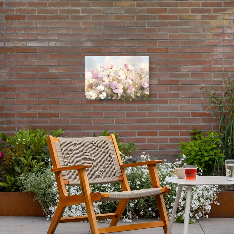Bloemenveld - Lichte tinten - Geschilderd Tuinposter op houten frame 2 cm dik klein -sfeer3