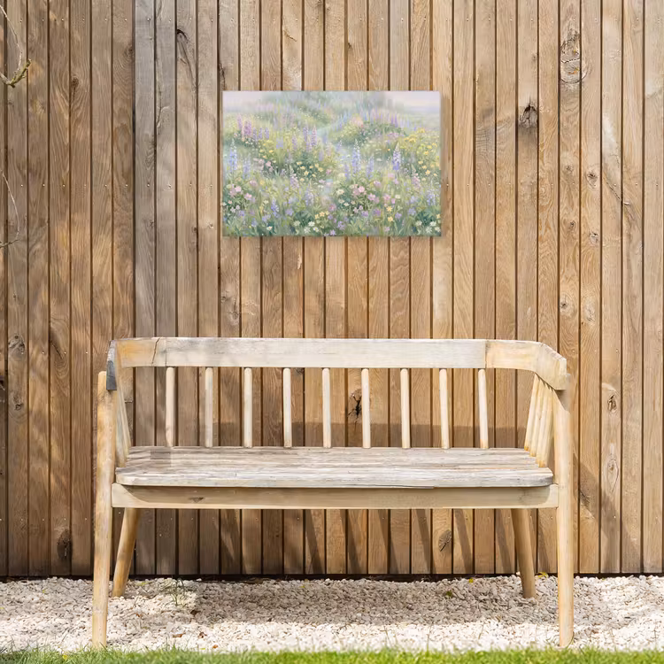 Bloemenveld - Heuvels - Kleurrijk Tuinposter op houten frame 2 cm dik klein -sfeer4