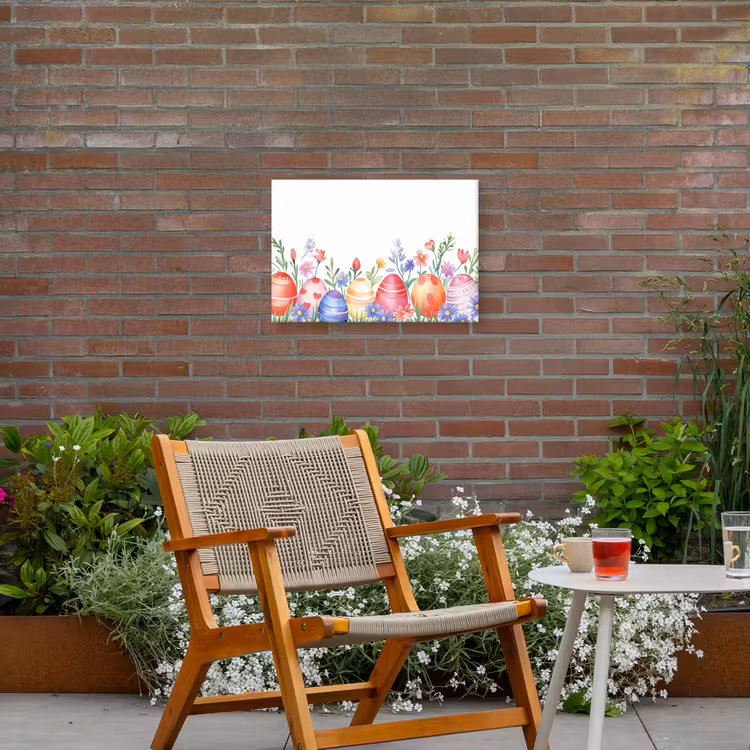 Bloementuin - Kleurrijk - Eieren Tuinposter op houten frame 2 cm dik klein -sfeer3