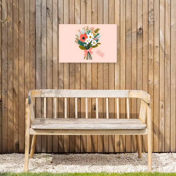 Boeket - Strikje - Kaartje - Quote Tuinposter op houten frame 2 cm dik klein -sfeer4