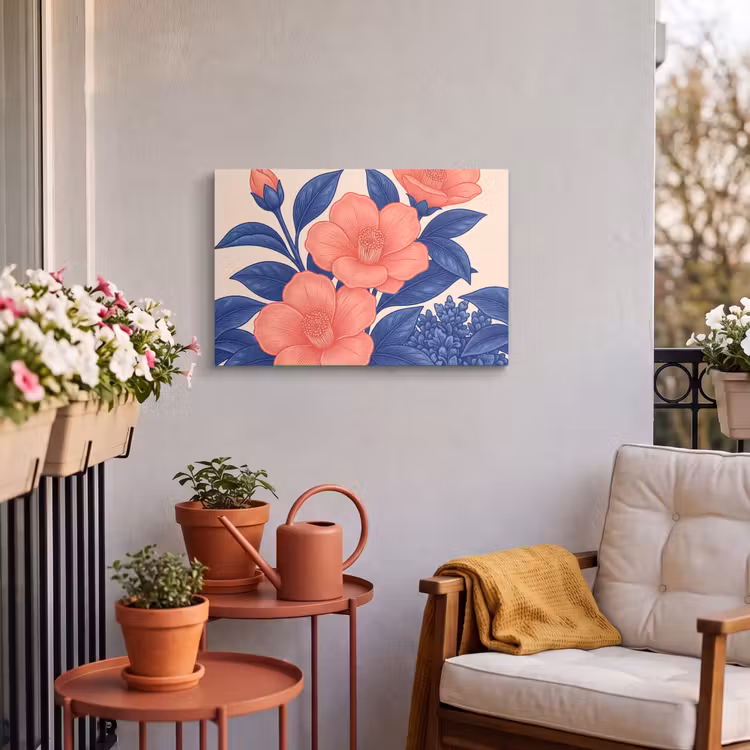 Outdoor Leinwand - Blüten – Blätter – Botanik - Bloemen - Bladeren - Botanisch Tuinposter op houten frame 2 cm dik klein