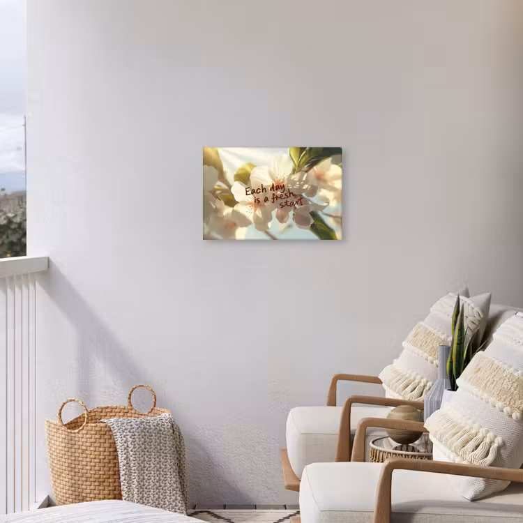 Bloesems - Zonlicht - Quote - Wit Tuinposter op houten frame 2 cm dik klein -sfeer1
