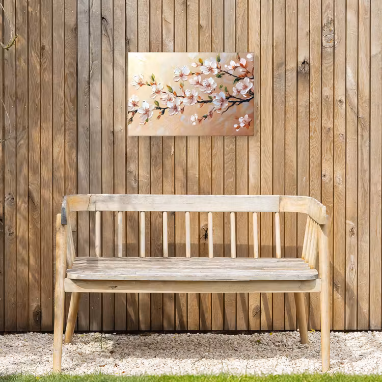 Bloesemtakken - Schilderachtig - Roze Tuinposter op houten frame 2 cm dik klein -sfeer4