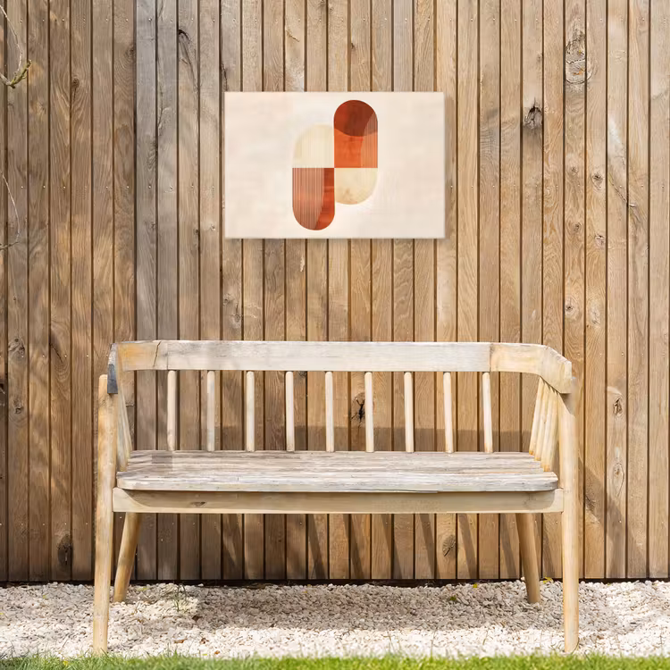 Bogen - Beige - Vormen Tuinposter op houten frame 2 cm dik klein -sfeer4