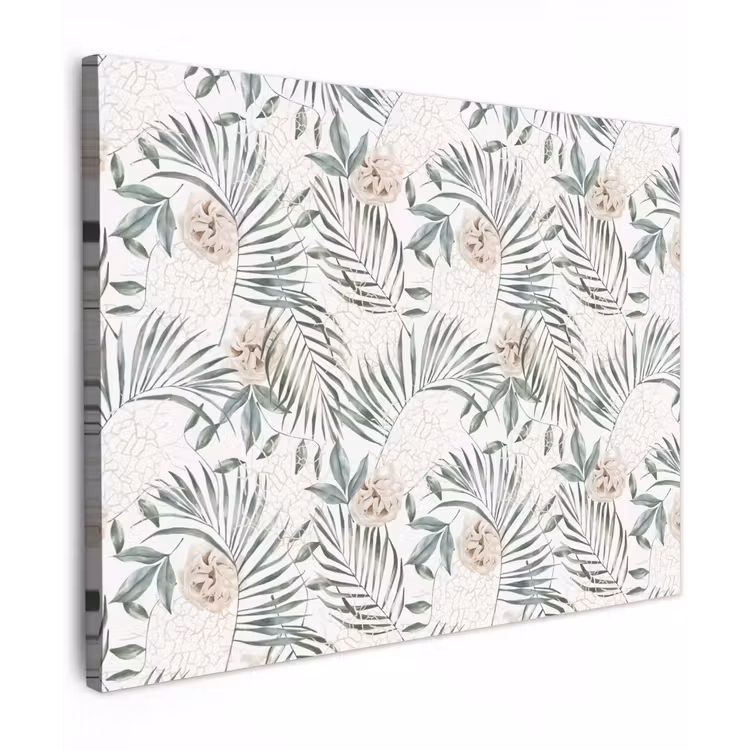 Boho - Jungle - Bloemen - Bladeren Tuinposter op houten frame 2 cm dik klein -3d