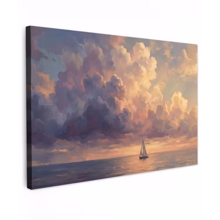 Boot - Zonsondergang - Zee - Natuur - Goud Tuinposter op houten frame 2 cm dik klein -3d