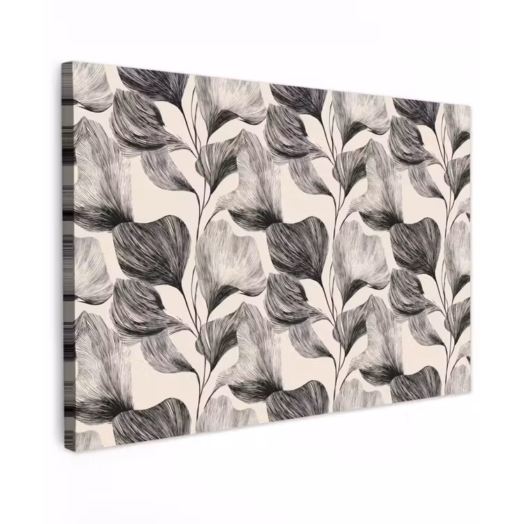 Botanisch - Bladeren - Zwart Tuinposter op houten frame 2 cm dik klein 845 -3d