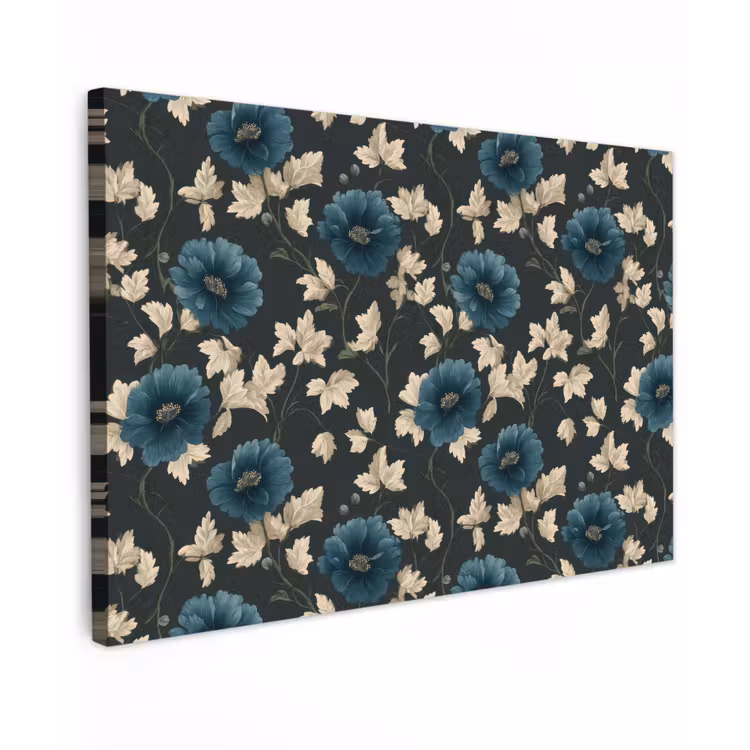 Botanisch - Bloemen - Blauw Tuinposter op houten frame 2 cm dik klein 845 -3d