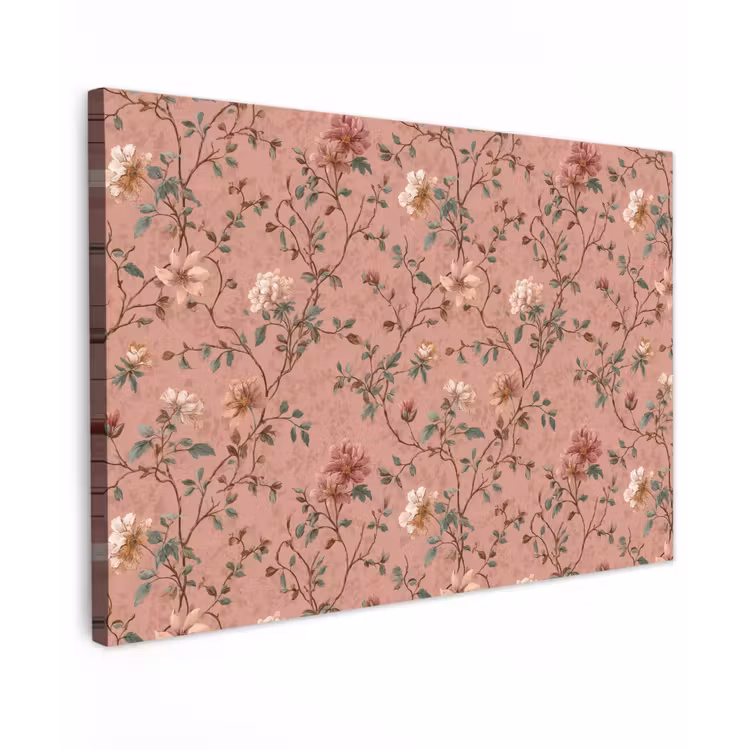 Botanisch - Bloemen - Roze Tuinposter op houten frame 2 cm dik klein 845 -3d