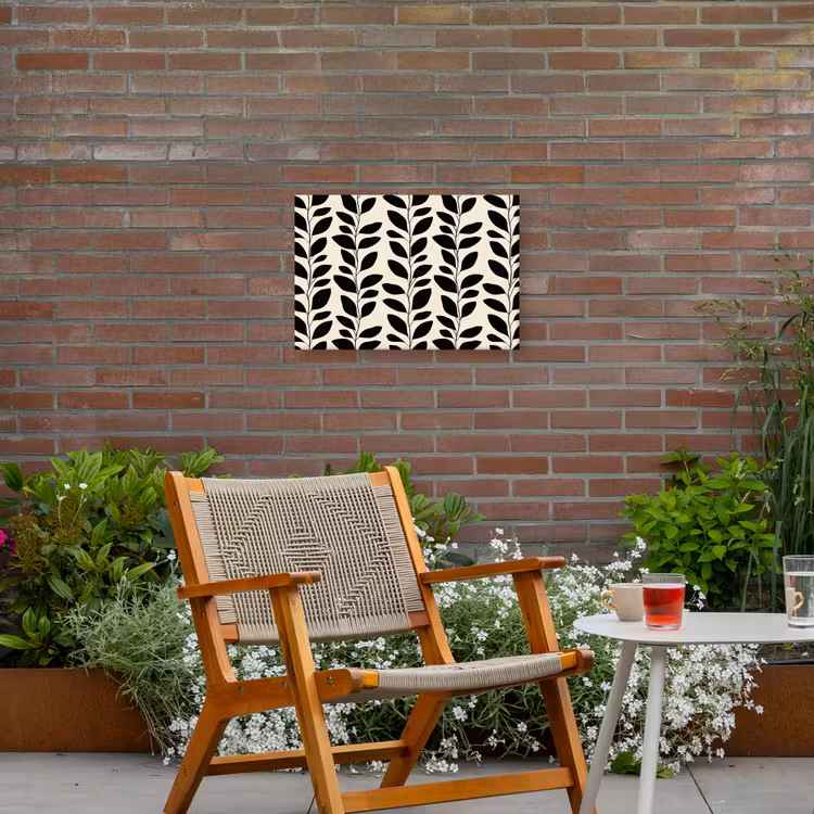 Botanisch - Dessin - Zwart - Beige Tuinposter op houten frame 2 cm dik klein 845 -sfeer3