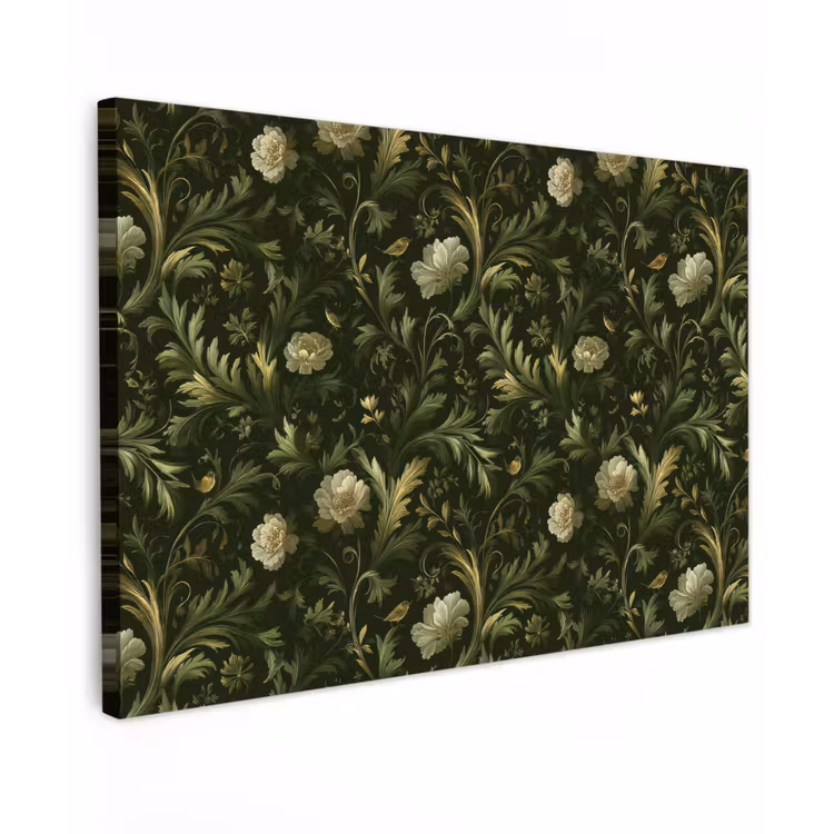 Botanisch - Naadloos - Bloemen Tuinposter op houten frame 2 cm dik klein 845 -3d