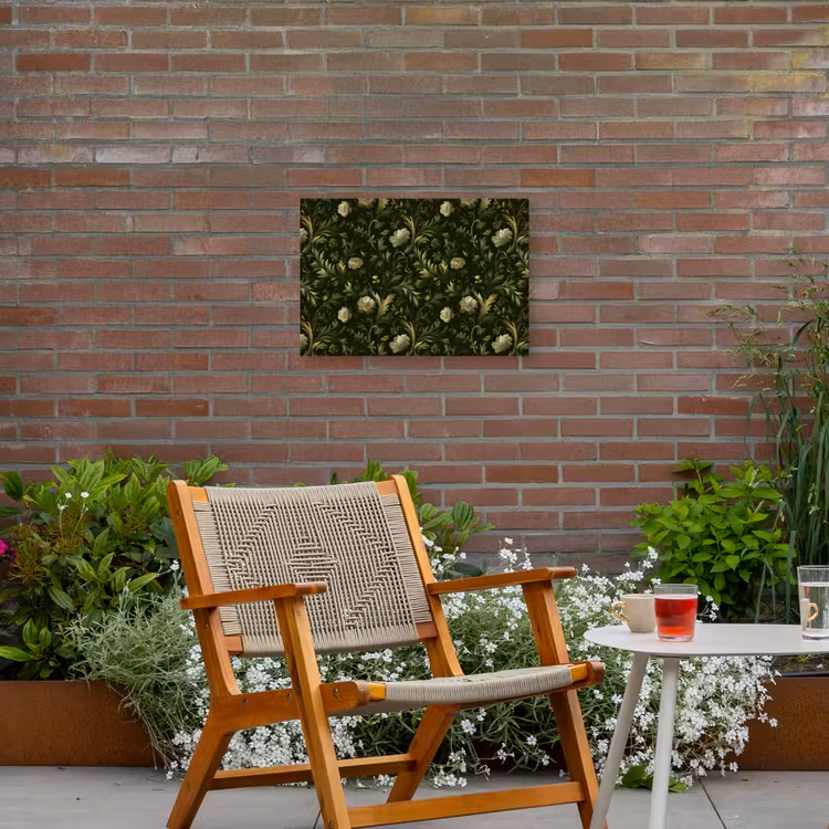 Botanisch - Naadloos - Bloemen Tuinposter op houten frame 2 cm dik klein 845 -sfeer3