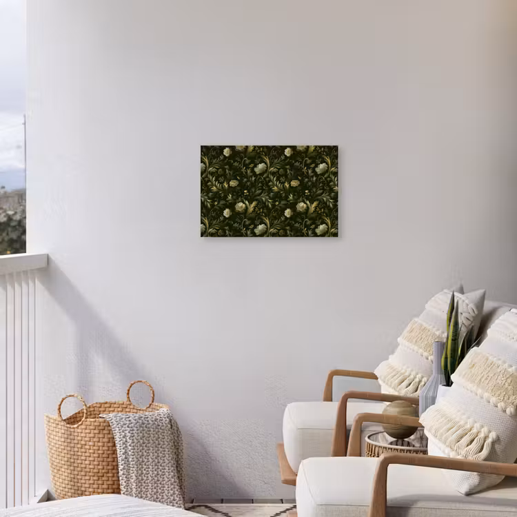 Botanisch - Naadloos - Bloemen Tuinposter op houten frame 2 cm dik klein 845 -sfeer1