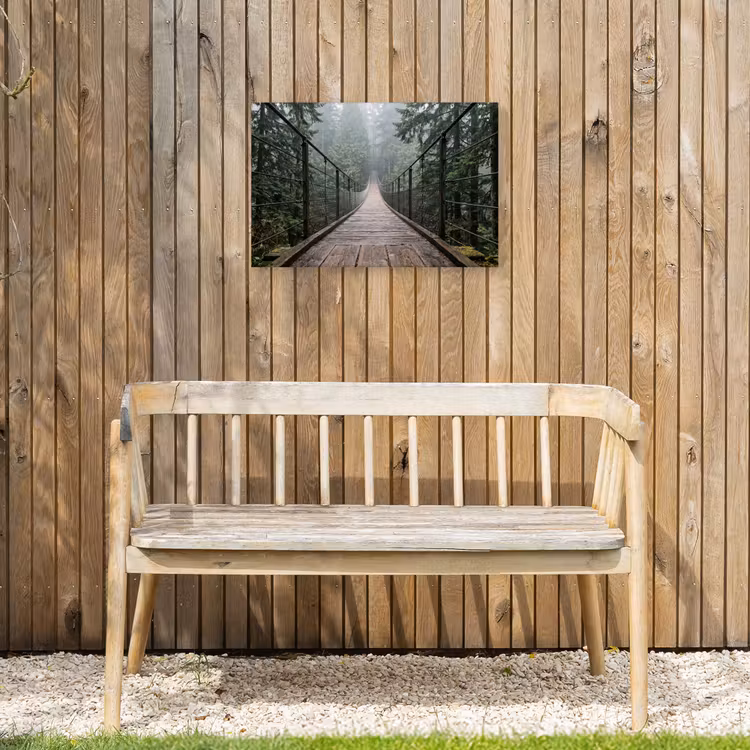 Brug - Bos - Mist - Natuur Tuinposter op houten frame 2 cm dik klein -sfeer4