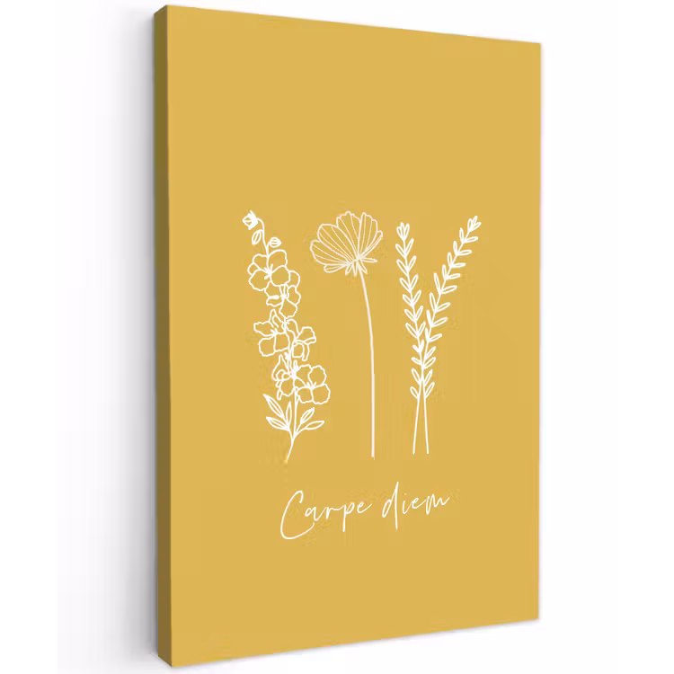 Carpe Diem met Bloemen Tuinposter op houten frame 2 cm dik klein -3d