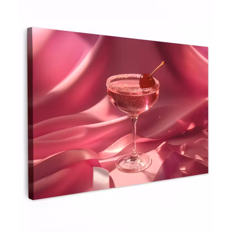 Cocktail - Pink - Luxe Tuinposter op houten frame 2 cm dik klein -3d