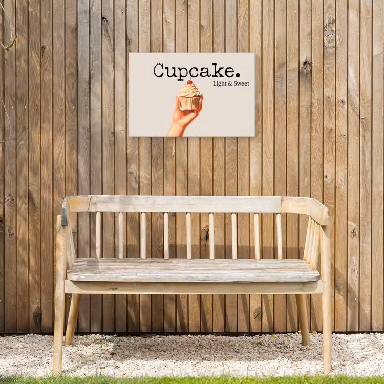 Cupcake - Zoet - Kers Tuinposter op houten frame 2 cm dik klein -sfeer4