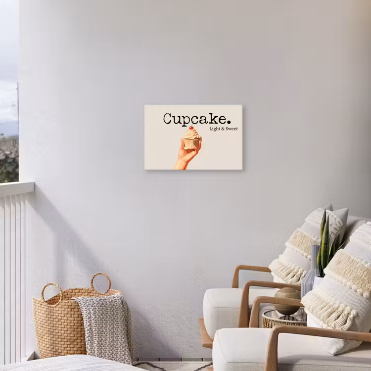 Cupcake - Zoet - Kers Tuinposter op houten frame 2 cm dik klein -sfeer1