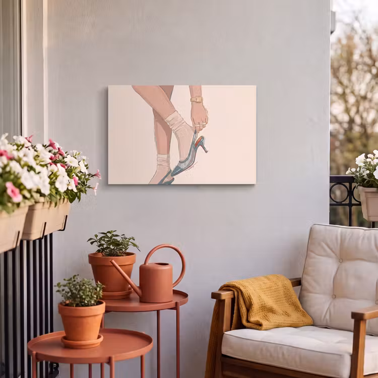 Vrouw - Schoen - Mode - Lifestyle - Groen Tuinposter op houten frame 2 cm dik klein -sfeer1