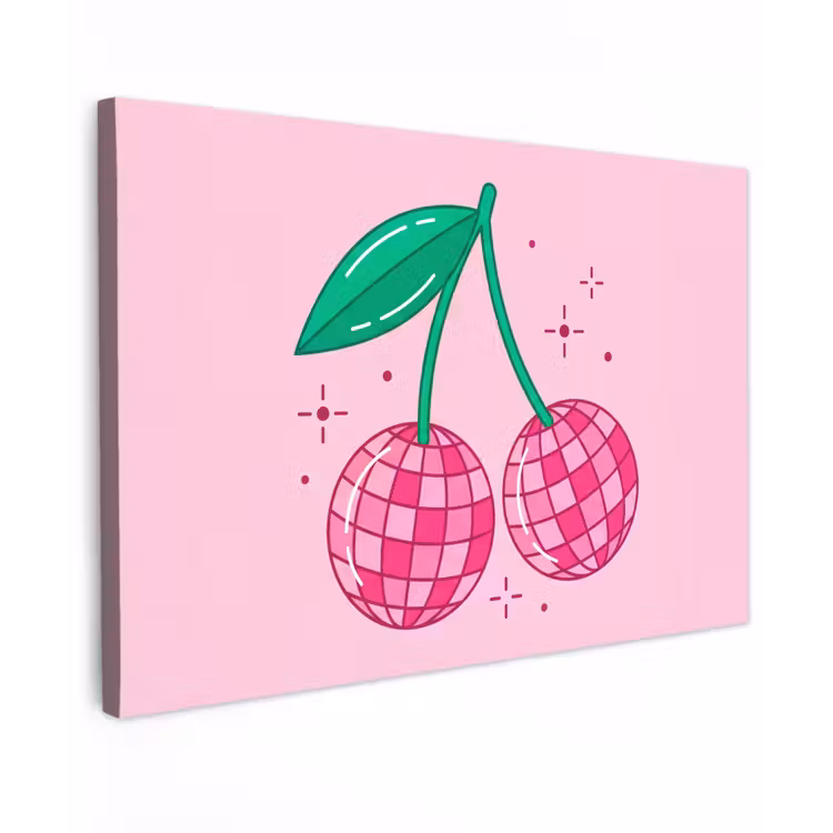 Decoratie - Disco-bal - Feest - Roze Tuinposter op houten frame 2 cm dik klein -3d