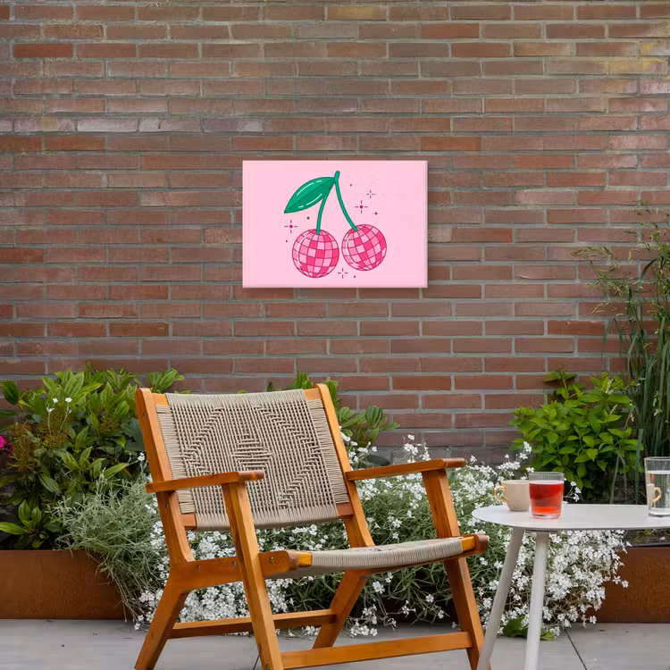 Decoratie - Disco-bal - Feest - Roze Tuinposter op houten frame 2 cm dik klein -sfeer3