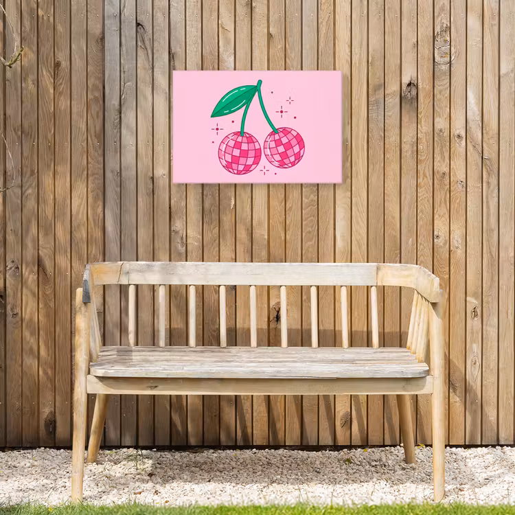 Decoratie - Disco-bal - Feest - Roze Tuinposter op houten frame 2 cm dik klein -sfeer4