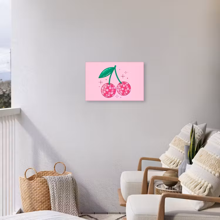 Decoratie - Disco-bal - Feest - Roze Tuinposter op houten frame 2 cm dik klein -sfeer1