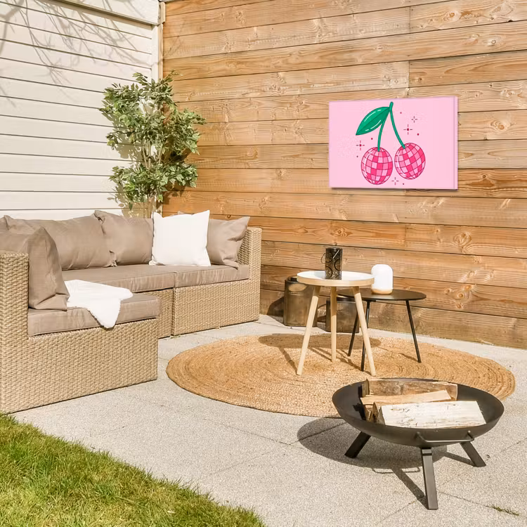 Decoratie - Disco-bal - Feest - Roze Tuinposter op houten frame 2 cm dik klein -sfeer2