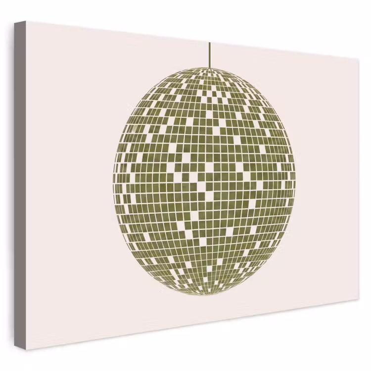 Disco - Bal - Groen - Abstract - Modern Tuinposter op houten frame 2 cm dik klein -3d