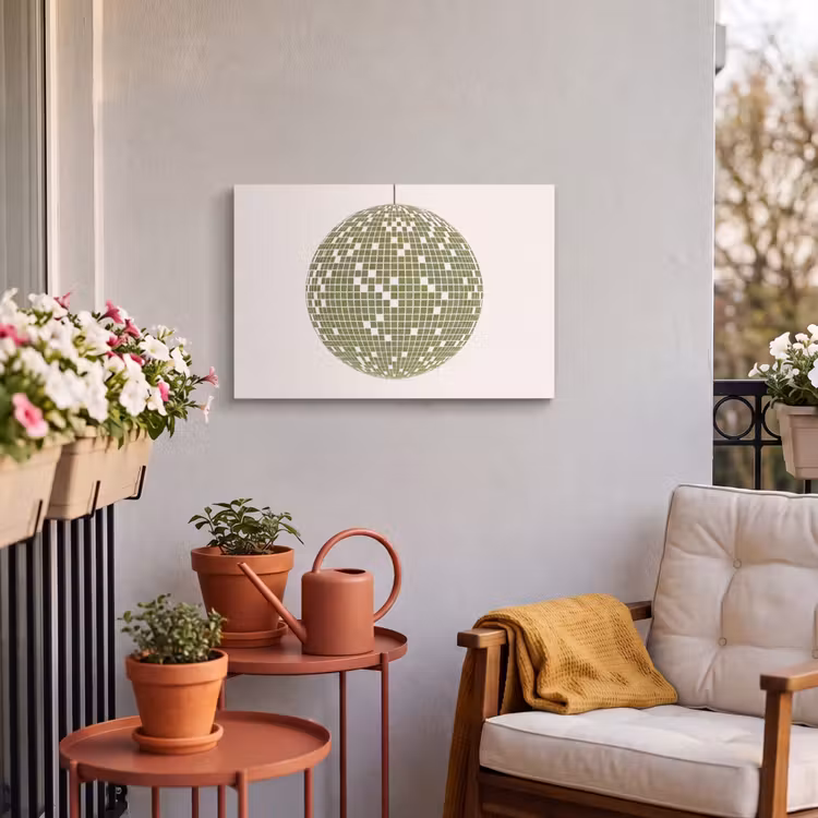 Disco - Bal - Groen - Abstract - Modern Tuinposter op houten frame 2 cm dik klein -sfeer1