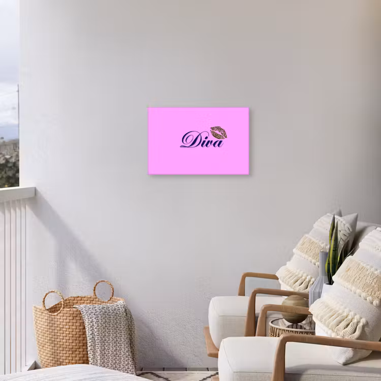 Diva - Lip - Panterprint - Roze Tuinposter op houten frame 2 cm dik klein -sfeer1