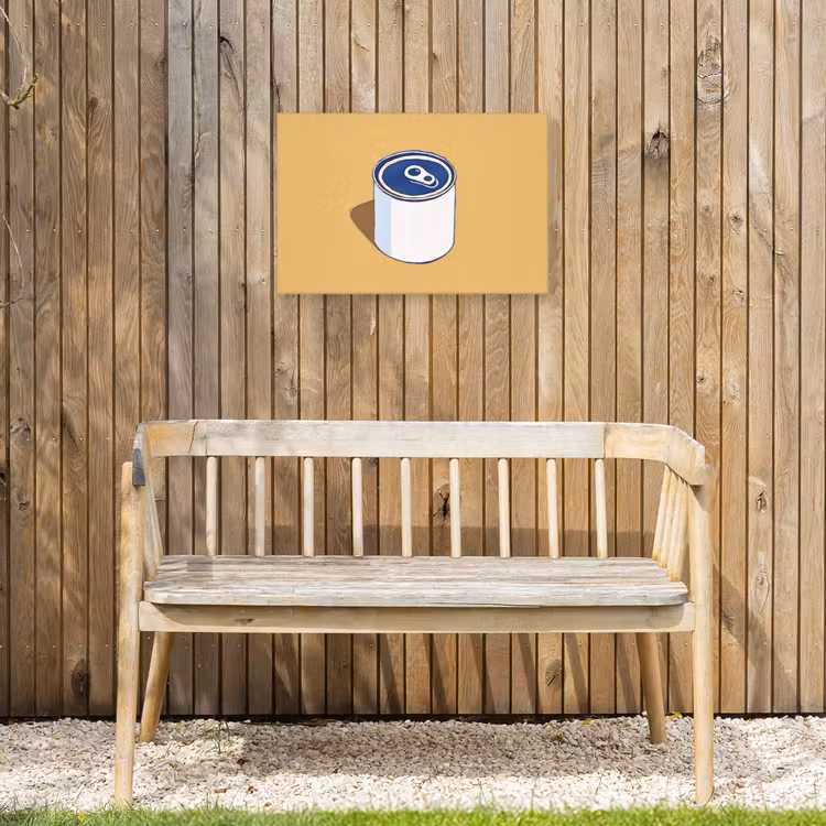 Blikje - Minimalistisch - Blauw - Illustratie Tuinposter op houten frame 2 cm dik klein -sfeer4