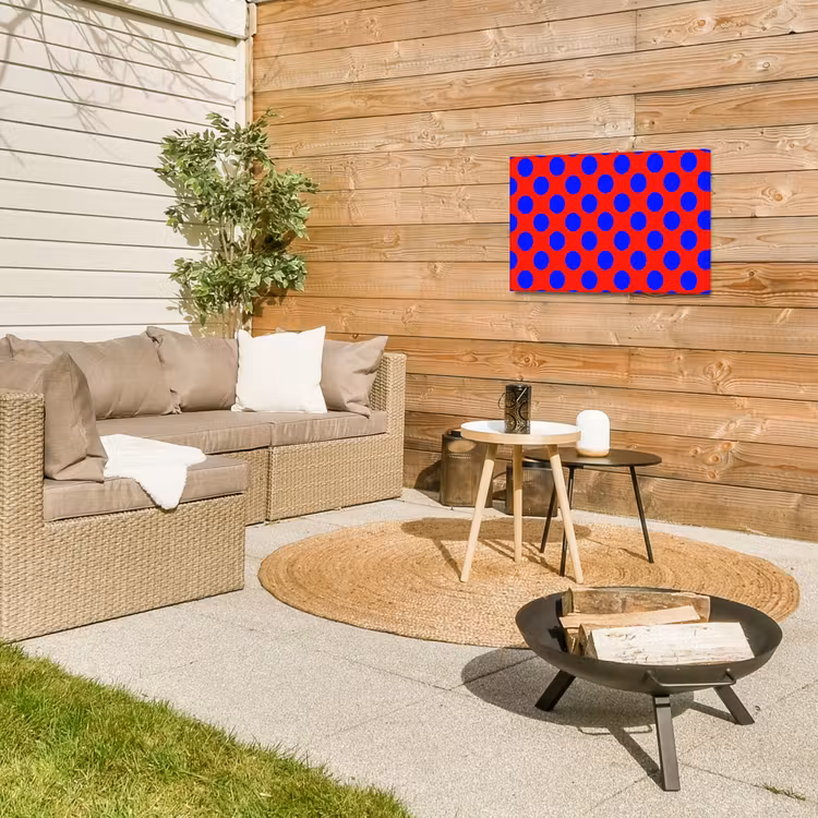Dots - Klassiek - Rood Tuinposter op houten frame 2 cm dik klein 845 -sfeer2