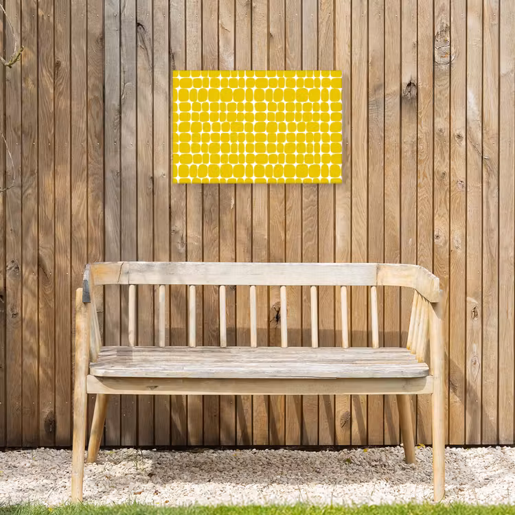 Stippen - Modern - Geel Tuinposter op houten frame 2 cm dik klein 845 -sfeer4