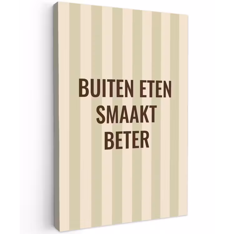 Buiten - Quote - Strepen - Zomer Tuinposter op houten frame 2 cm dik klein -3d