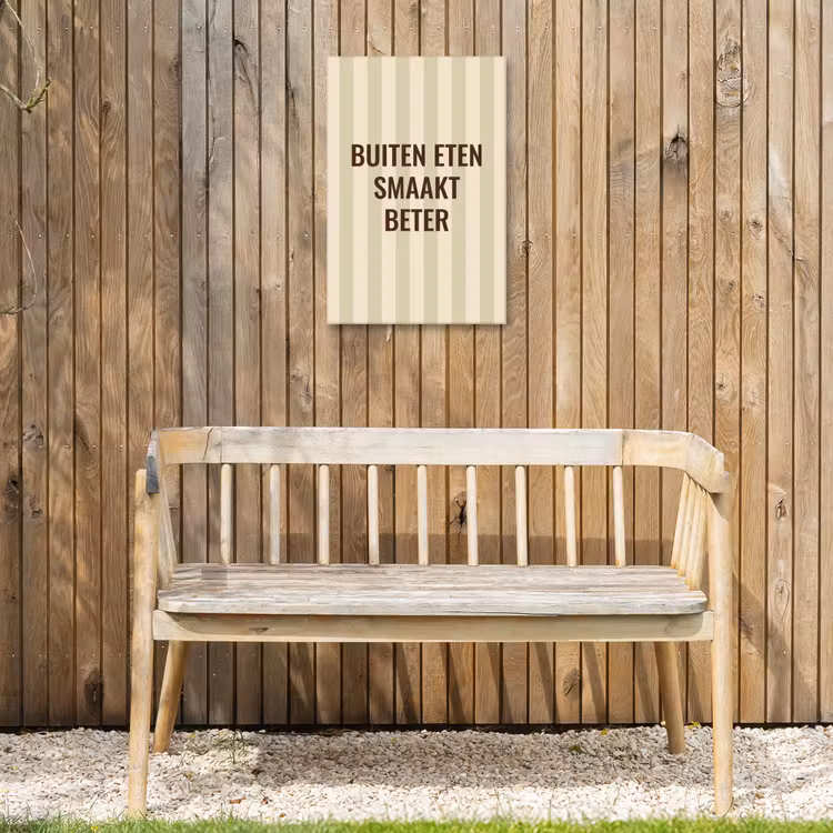 Buiten - Quote - Strepen - Zomer Tuinposter op houten frame 2 cm dik klein -sfeer4