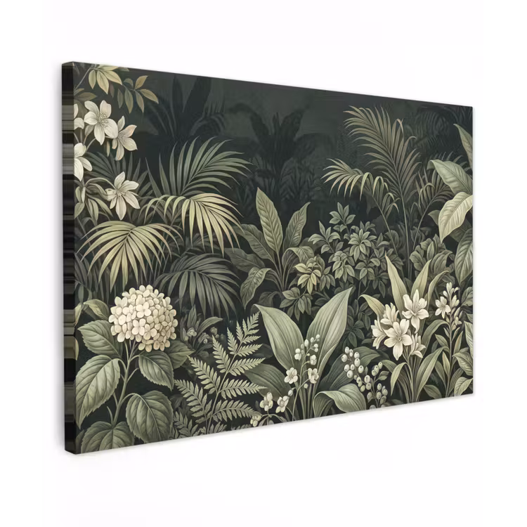 Jungle - Bladeren - Botanisch - Groen Tuinposter op houten frame 2 cm dik klein -3d