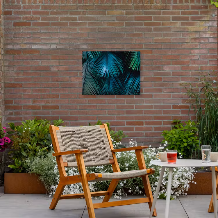 Inductie mat - Jungle - Inductie beschermer - Palmblad - Natuur Tuinposter op houten frame 2 cm dik middel -sfeer3