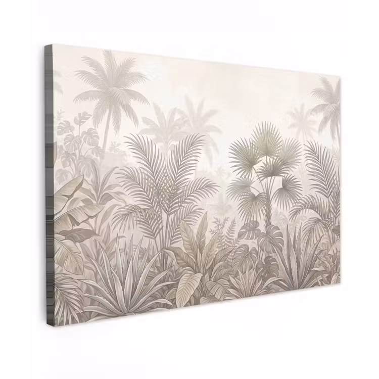 Jungle - Tropisch - Natuur -Vintage - Beige Tuinposter op houten frame 2 cm dik klein -3d