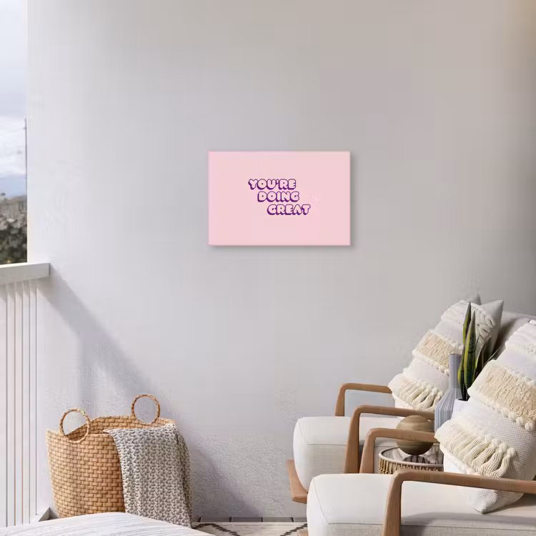 You're doing great - Roze - Bubble letters Tuinposter op houten frame 2 cm dik klein -sfeer1