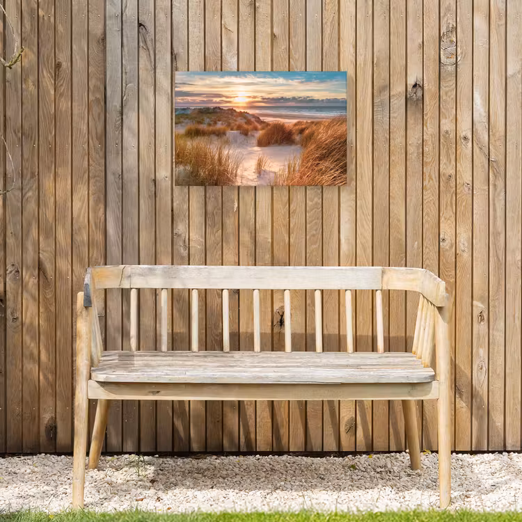 Duin - Planten - Zonsondergang - Strand - Zee Tuinposter op houten frame 2 cm dik klein -sfeer4