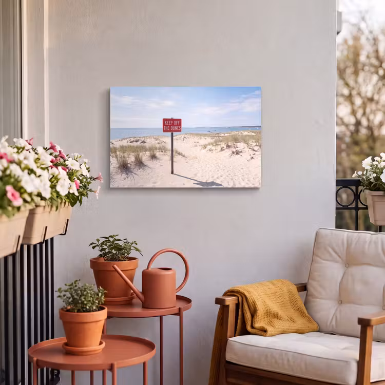 Duin - Bord - Kust - Landschap - Rood Tuinposter op houten frame 2 cm dik klein -sfeer1
