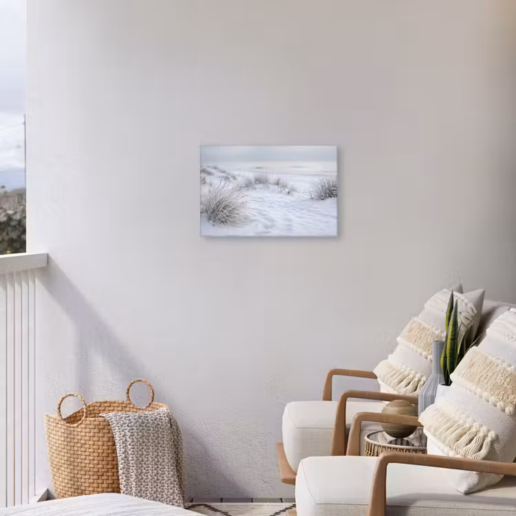 Duinen - Sneeuw - Strand - Winter - Serene Tuinposter op houten frame 2 cm dik klein -sfeer1