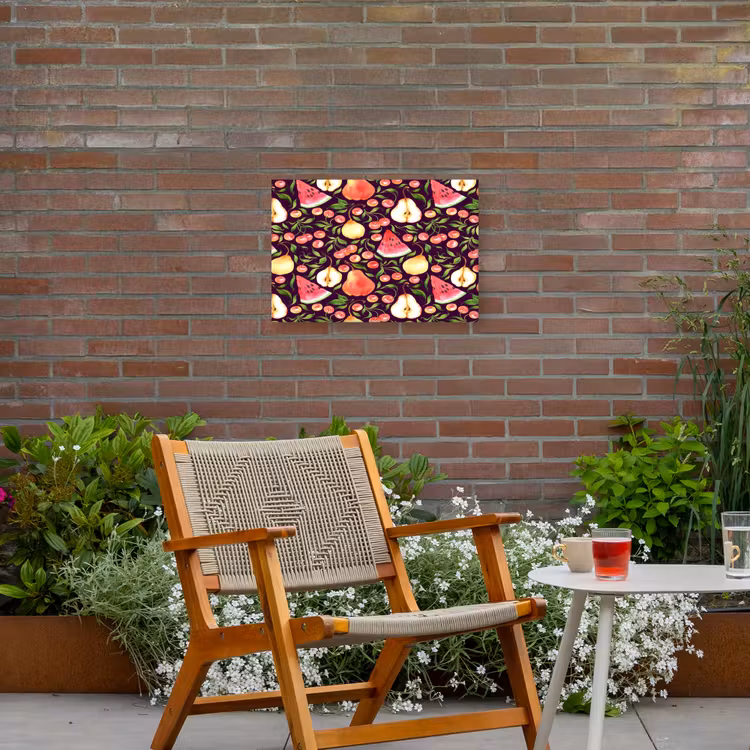 Donker - Bladeren - Fruit Tuinposter op houten frame 2 cm dik klein 845 -sfeer3