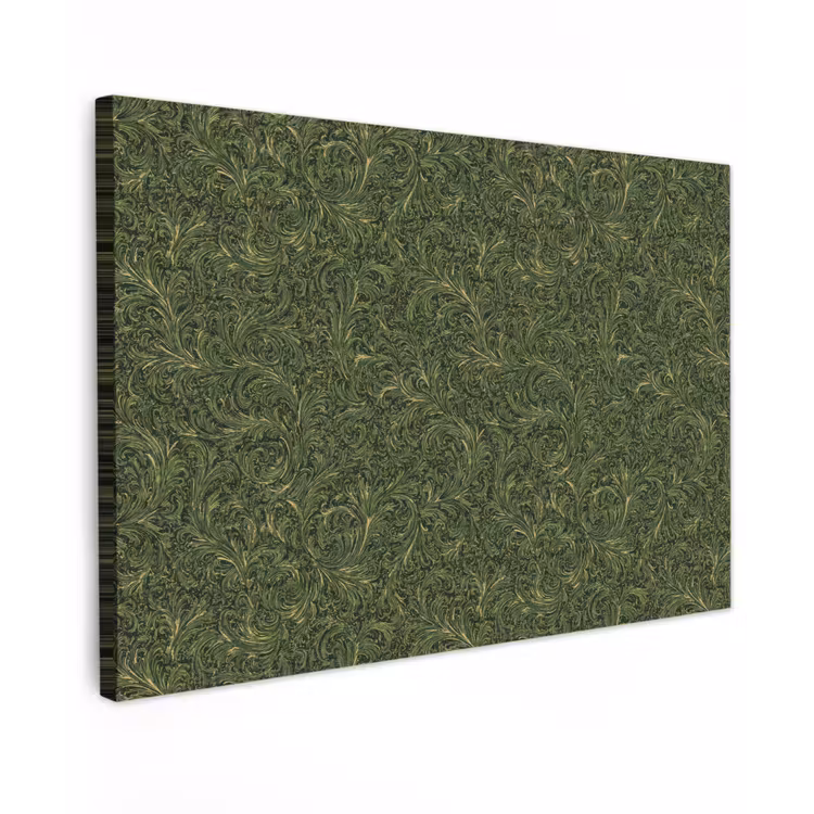 Donker - Groen - Krullend - Botanisch Tuinposter op houten frame 2 cm dik klein 845 -3d