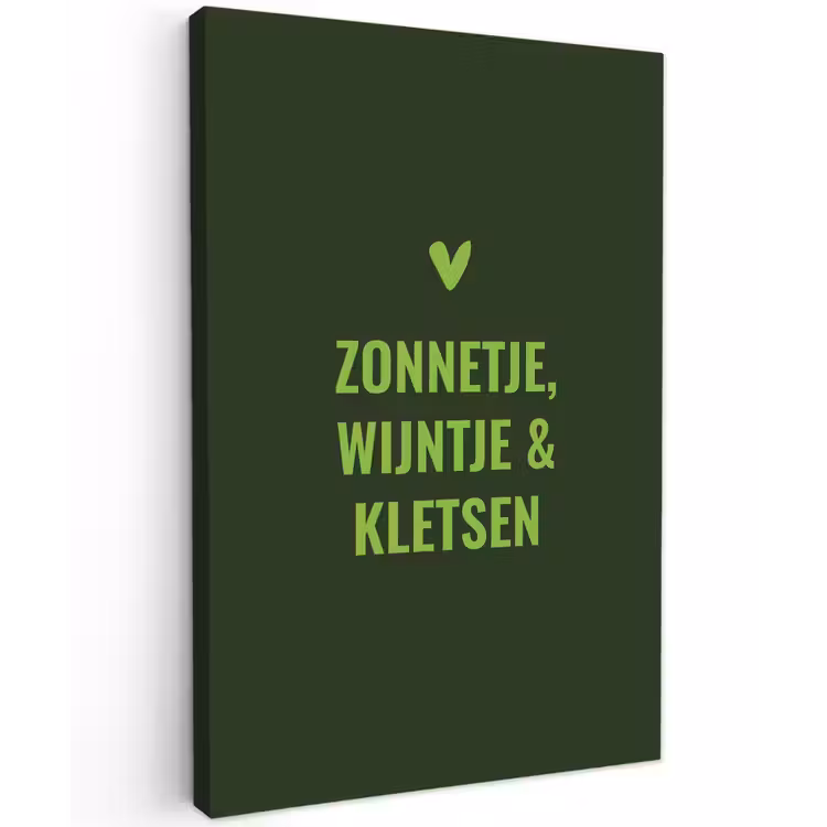 Donkergroen - Quote - Zon - Zomer Tuinposter op houten frame 2 cm dik klein -3d