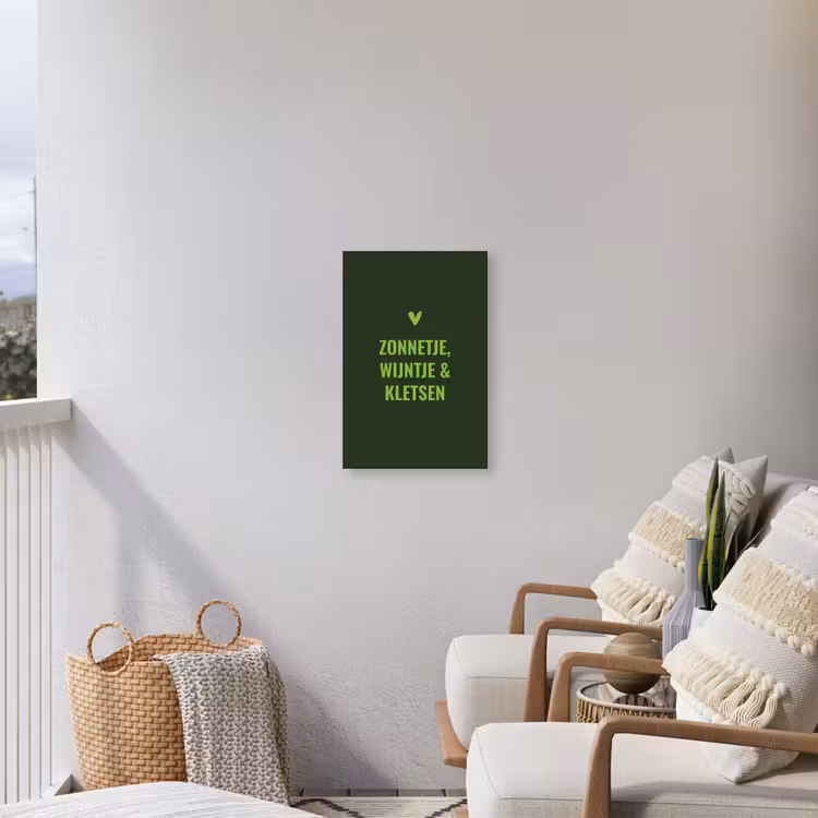 Donkergroen - Quote - Zon - Zomer Tuinposter op houten frame 2 cm dik klein -sfeer1