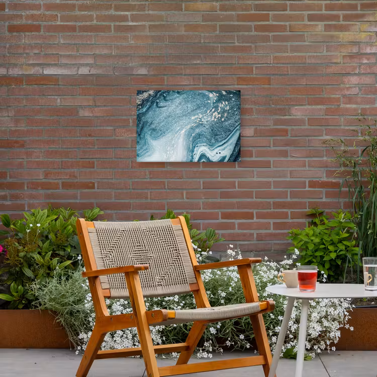 Marmer look - Blauw - Luxe Tuinposter op houten frame 2 cm dik klein -sfeer3